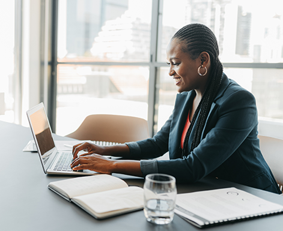 Professional woman working on laptop